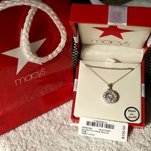 Macy's GIANI BERNINI Floating Cubic Zirconia Circle Sterling Silver 18" Necklace